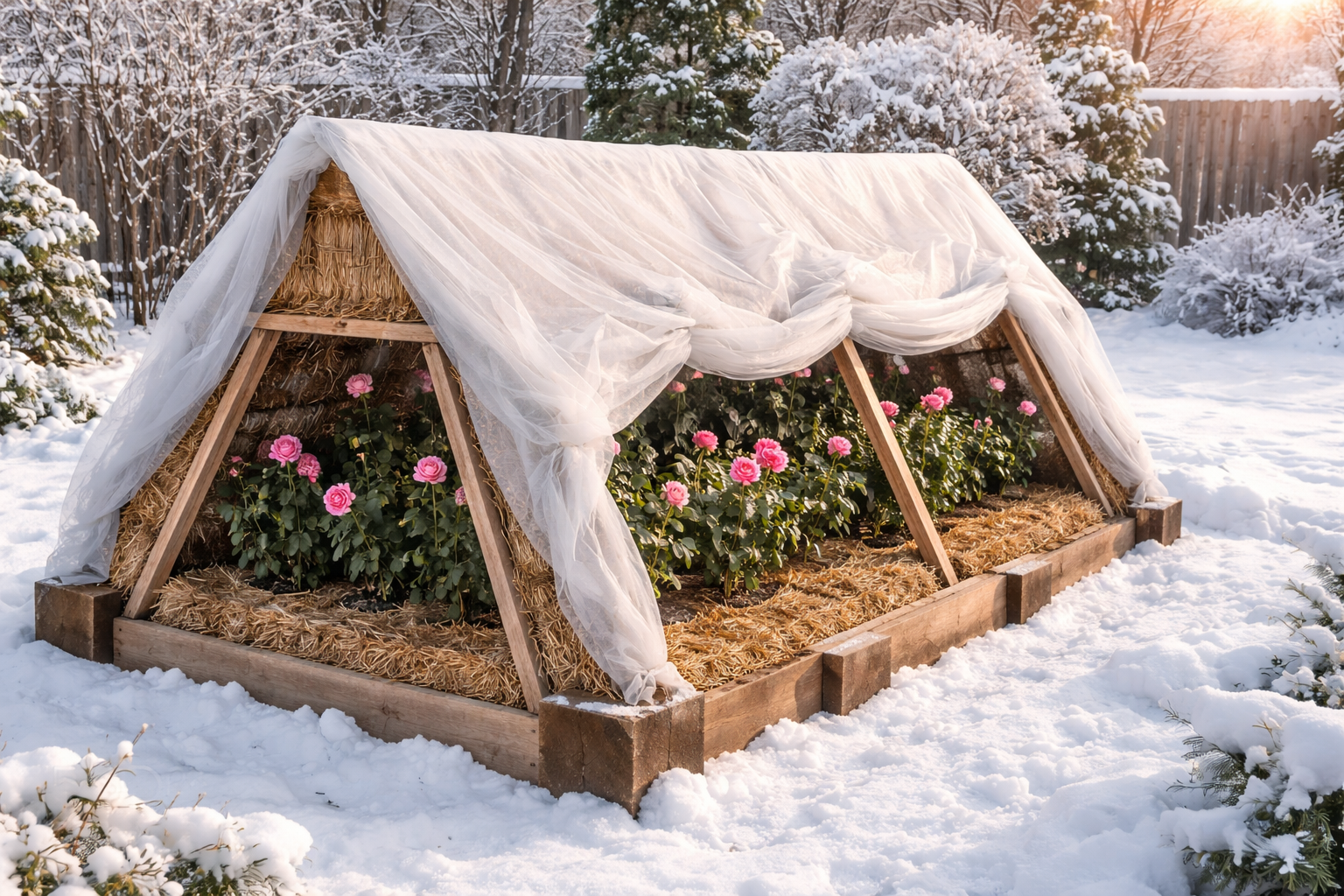 Зимнее укрытие для роз: создаем «воздушно-сухое» укрытие с использованием коры в качестве нижнего слоя и теплоизолятора