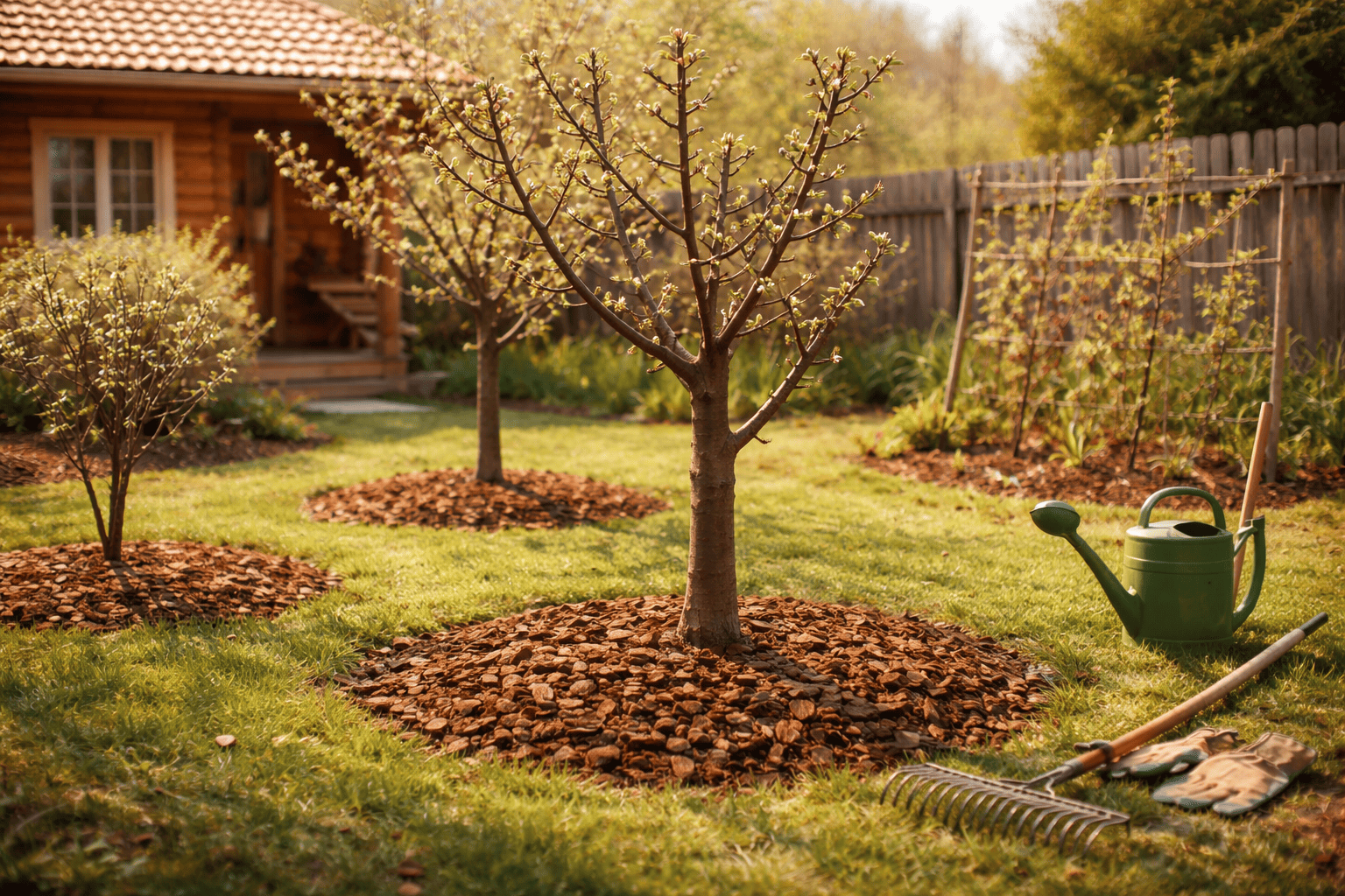 Весенняя обработка сада от вредителей: совмещение с мульчированием